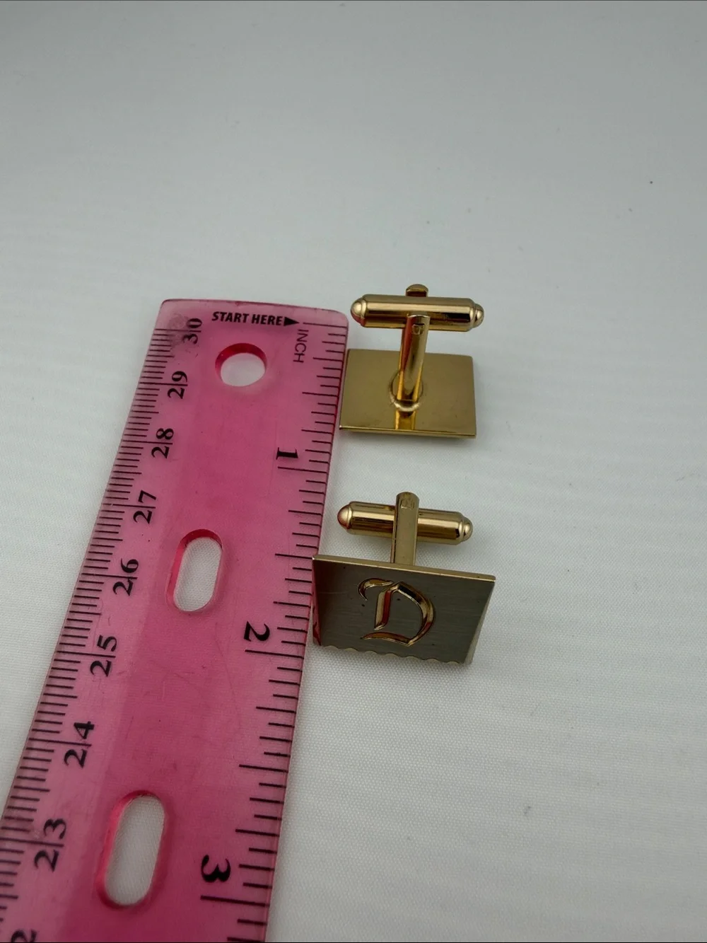 Vintage Gold-Tone 'D' Initial Square Cufflinks for Men